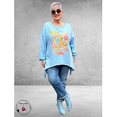 NC Sweater met Statement PEACE Lichtblauw